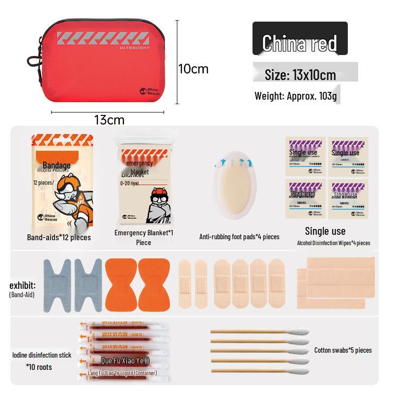 Rhino Rescue Firefly Portable Outdoor First Aid Kit for Hiking and Home Emergencies
