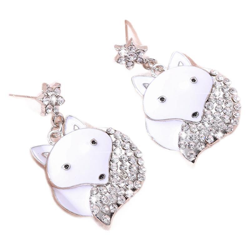 Christmas Pendant Earrings Cute Snowman Reindeer Rhinestone Alloy Earring Set Women