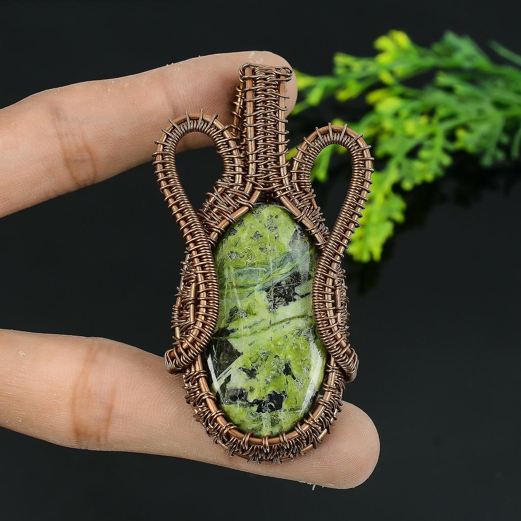 Natural Stichtite Stone Gemstone Handmade Copper Wire Wrap Pendant 2.75 f7M11