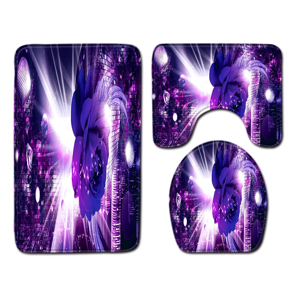 Creative Retro Bathroom Toilet Three-Piece Floor Mat Combination Set Household Door Mat Kitchen Absorbent Non-Slip Carpet