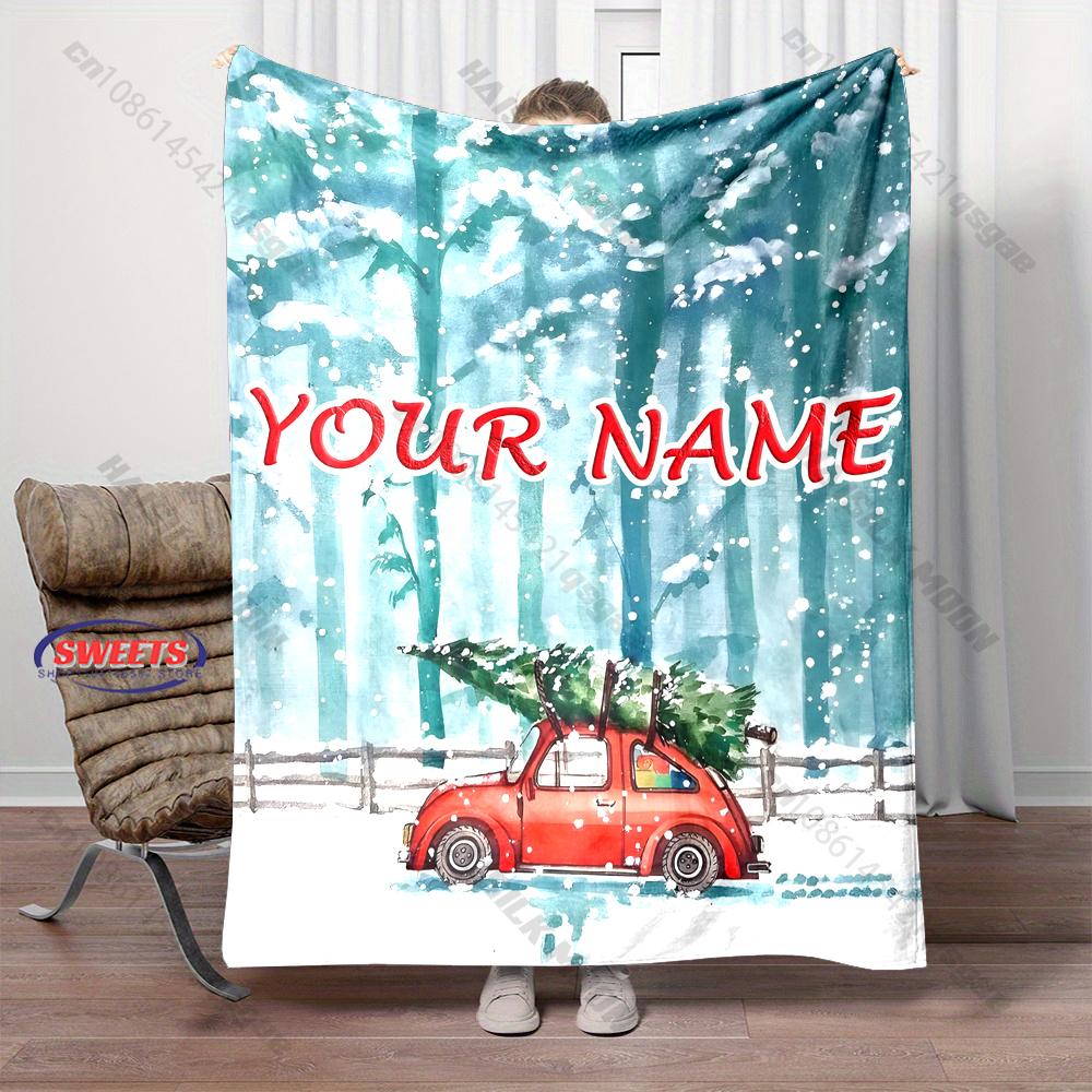 Personalized Name Custom Christmas Blanket Bird and Flower Winter Blanket Soft Skin-Friendly blanket,all seasons,Christmas Gift