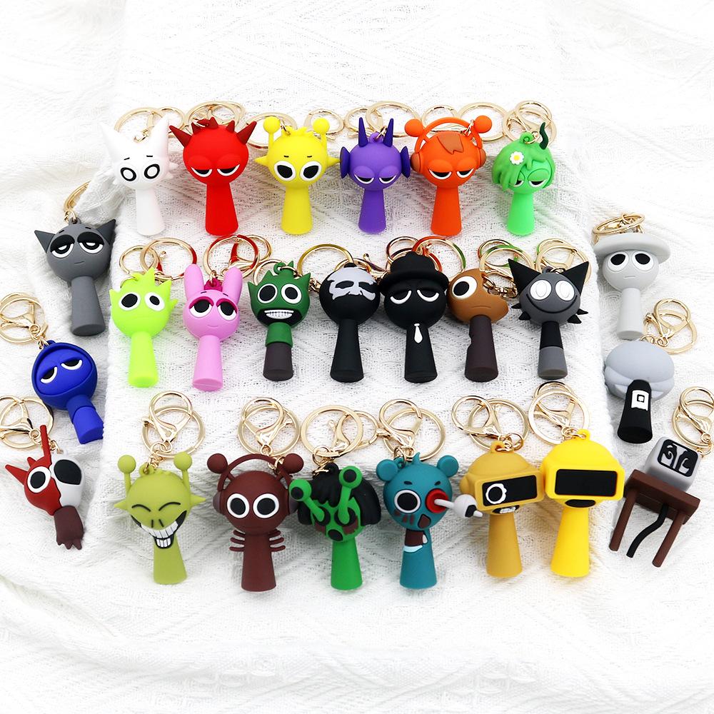 Cartoon Sprunki Keychain Cute Sprunki Oren Raddy Gray Brud Vineria For Men Women Car Bag Pendant Keyring Jewelry Fans Gifts