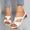 Mode Sommer Peep Toe Strass Sandalen Damen Blumendekor High Heels Pantoletten Frau Mode Weiß Quadratischer Absatz Strand Sandalias Mujer