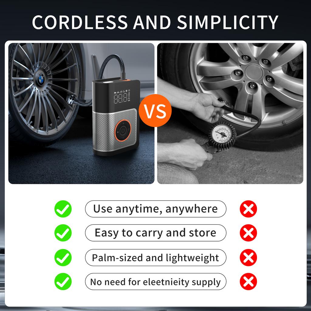 Portable Car Air Pump Electric Tire Inflator Intelligent Digital Display Tire Inflator For Car Motorcycle Bicycle Air Compressor