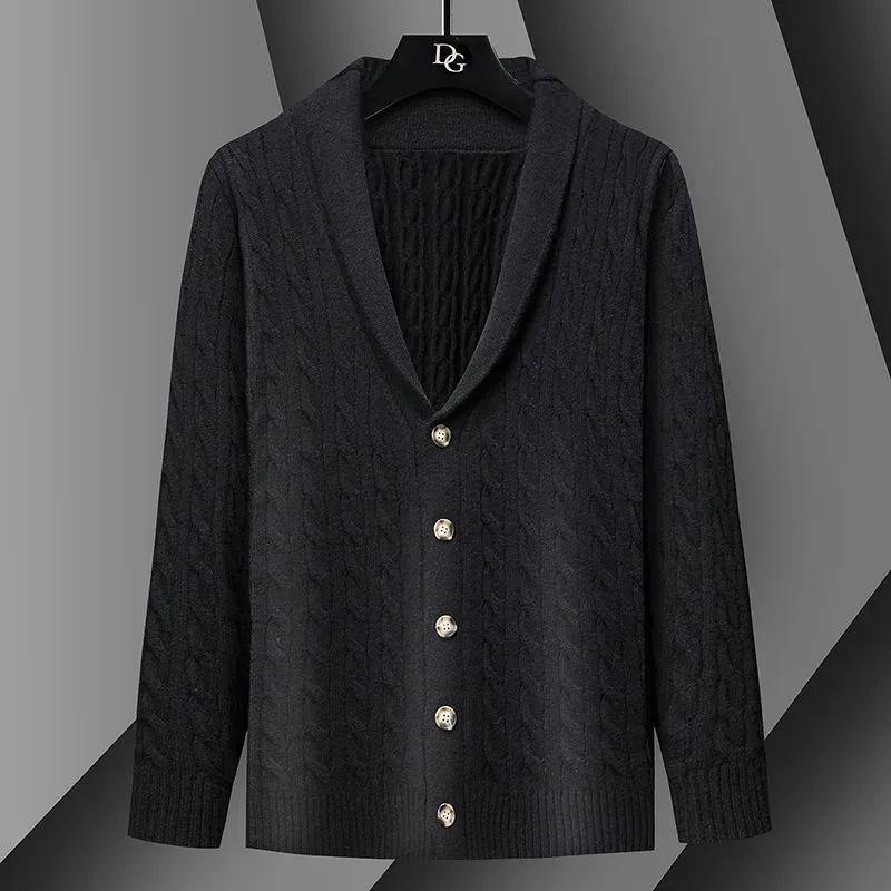 New Men's Knitted Jacket Autumn and Winter Sweater Young and Middle-aged Casual Large Size Men's Cardigan Jacket