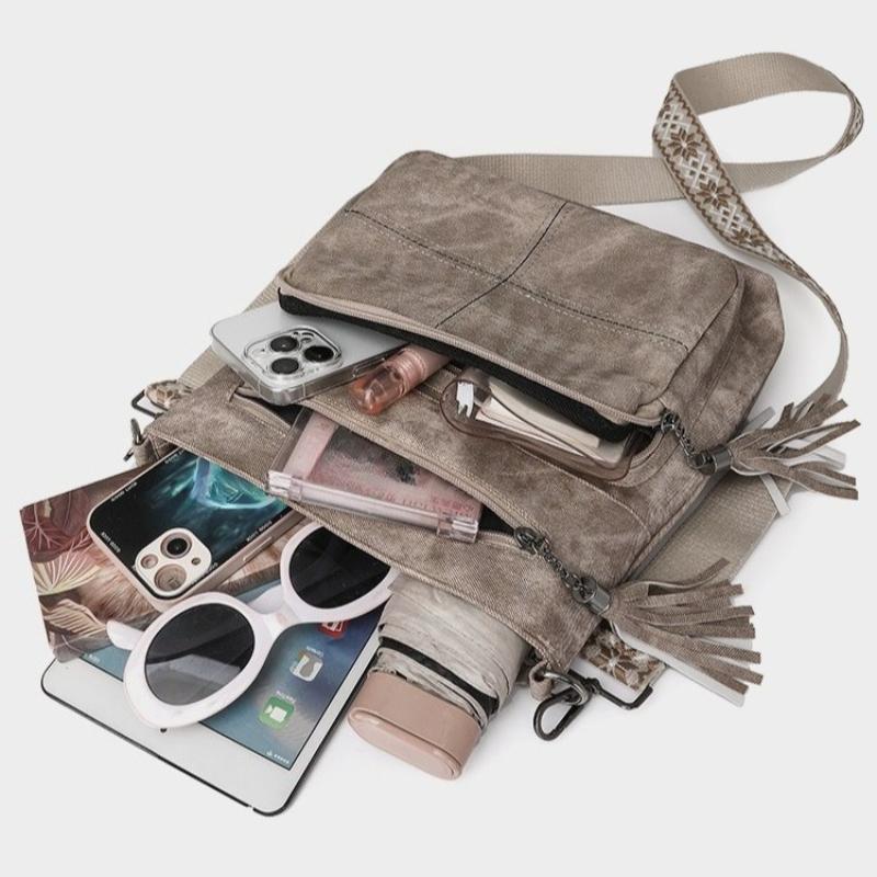 Damen Retro Denim PU Einzel-Schultertasche Große Kapazität Umhängetasche Multifunktionale Schulter-Umhängetasche Ausflugs-Freizeit-Pendlertasche
