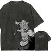 Sukuna Cursed Power T-shirt Jujutsu Kaisen Tee Vintage Washed Oversized Retro Anime Harajuku Streetwear Graphic Manga Clothing