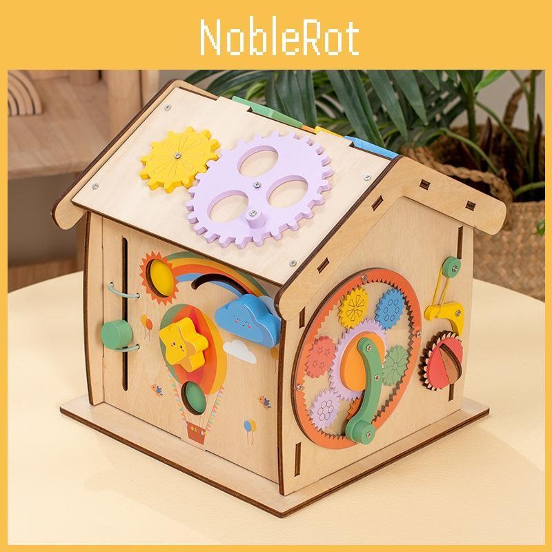 Sides Kids Six Wooden Busy House Educational Toy With Cognitive Learning Gift