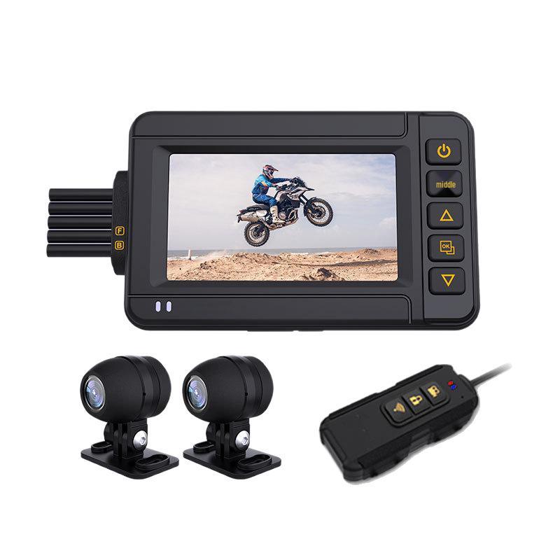 Dual-Lens 4K 60FPS Waterproof Motorcycle Dash Cam with HDR