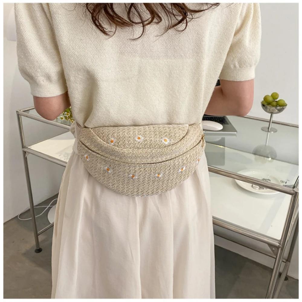 Women's Waist Bag Woven Ladies Shoulder Crossbody Bags for Women Summer Fanny Pack Fashion Phone Female Chest Bag