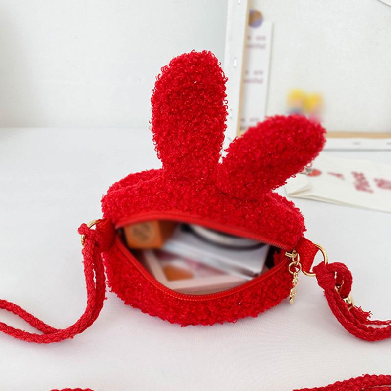 Children's Cute Plush Bunny Bag Girls Waist Bag Gradient Color Chest Bags Autumn winter Child Waist Belt Bag Cartoons Purse