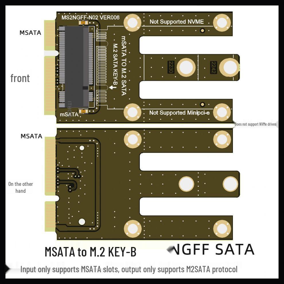 MSATA zu M.2 SATA SSD Adapterkarte, NGFF Erweiterung für 2230/2242 Modelle