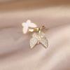 Fashion Jewelry 14K Real Gold Plating Double Butterfly Acrylic Zircon Ring Elegant Women's Daily Opening Adjustable Ring