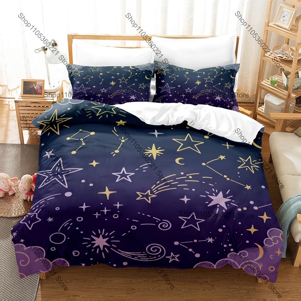 Cartoon Star Bedding Set Single Twin Full Queen King Size Bed Set Adult Bedroom Duvetcover Sets Anime Bed Sheet Set