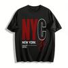 NYC Letter Print Lässiges T-Shirt Unisex Locker Atmungsaktiv Rundhals Oberteil Reines Baumwoll-T-Shirt