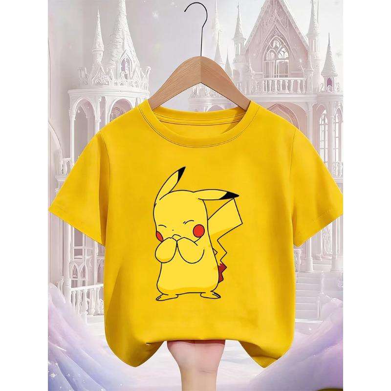 Pikachu Kids T Shirt 3-14Y Boys Girls Summer Cute Kawaii Crew Neck Fashion Street Hot Cartoon Casual Children
