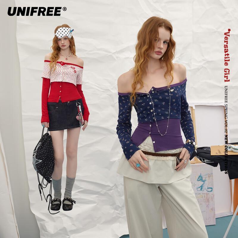 

UNIFREE Plus Size Sweet & Spicy Color Block Off-Shoulder T-Shirt L