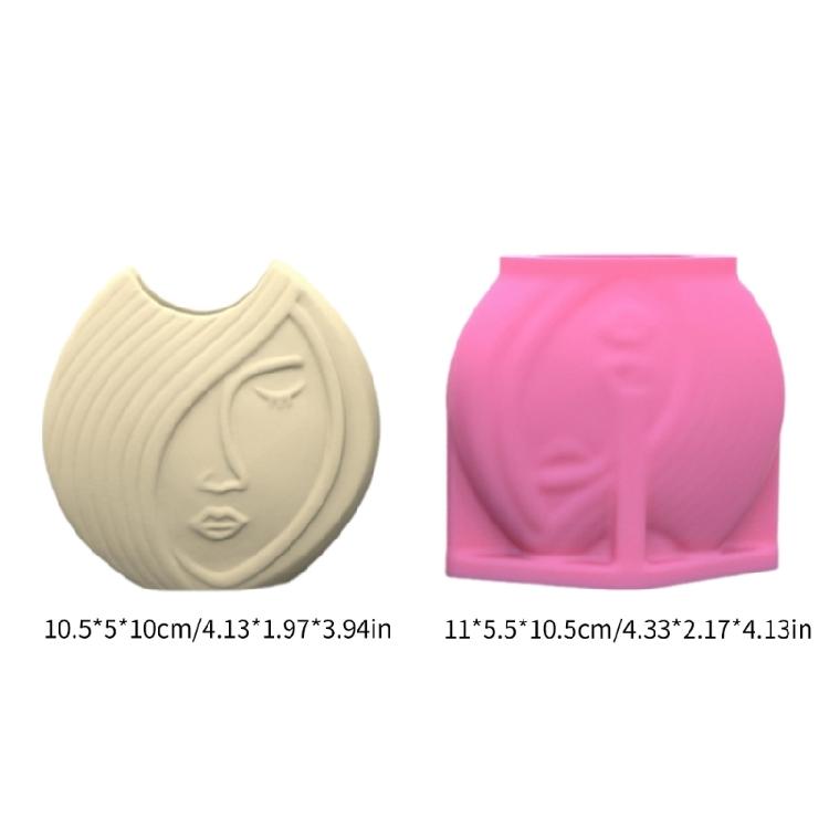 Personalized Gift and Decor Vase Mould Abstract Face Shape Vase Silicone Mold Creative Flower Pots Home Ornament Moulds