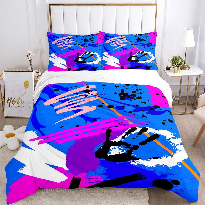 3Pcs Abstract Art Prin Printed Bedding Set, Breathable And Soft, Machine Washable, Christmas Gift, Suitable for Bedroom Decoration, 15156