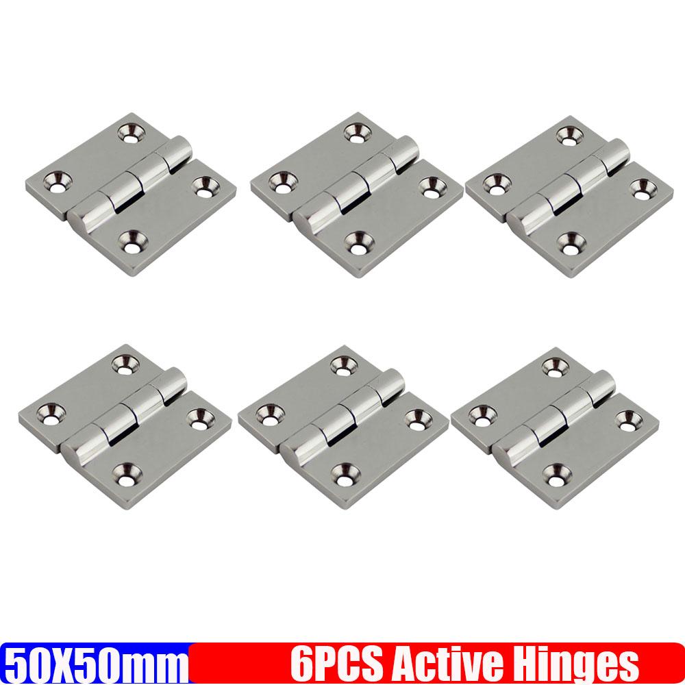 50X50MM Finished Hinge Active Hinges Profile Connections Boat Deck Casting Hinge Hatch Cabinet Door Square Solid Folding 2/4/6PC