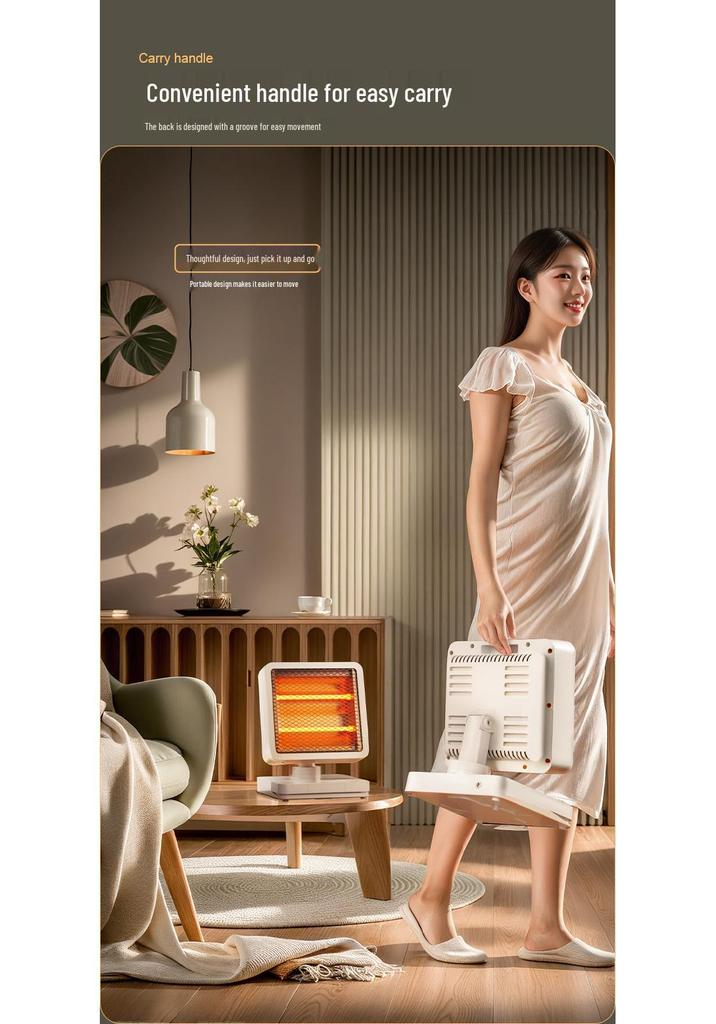 Eco-Efficient Compact Sun Heater: Fast-Heating Electric Fireplace with Energy-Saving Small Foot Pedal