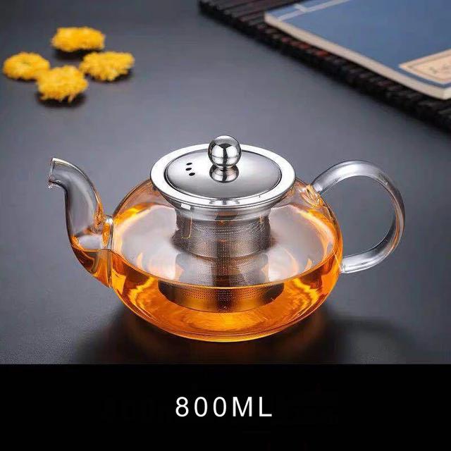 Glass Teapot With Stainless Steel Tea Strainer Infuser Flower Kettle Kung Fu Teawear Set Puer Oolong Heat Resistant Pot