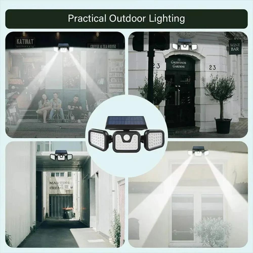 LED COB Solar Flood Light Outdoor Motion Sensor Strong Power LED Garden Wall Split Lamp Waterproof 3 Working Modes Lights