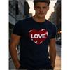 European sizes Men'S T-Shirt with Heart Design And 'LOVE' Slogan, a Short-Sleeved Adult Tee Featuring Love Prints