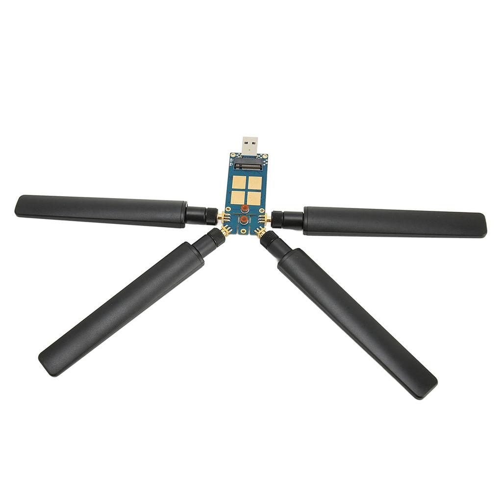 5G DONGLE Rozšiřující deska 4 Antény Hliníková slitina ABS USB3.1 na M.2 Karta Key B pro 5G modul