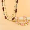 Stylish Geometric Multiple Layer Bead Necklace For Women Fashion Jewelry With Resin Accent Layer Designs For Daily Wear