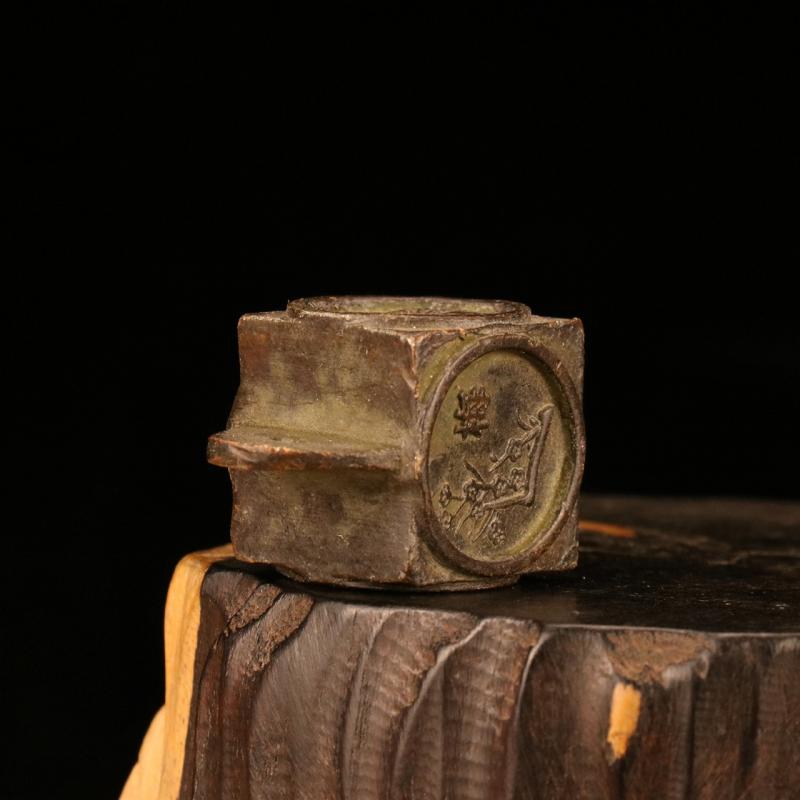 Antique Bronze Seal Lettering Desktop Ornaments Figurine Statue Feng Shui Carving Plum Orchid, Bamboo and Chrysanthemum