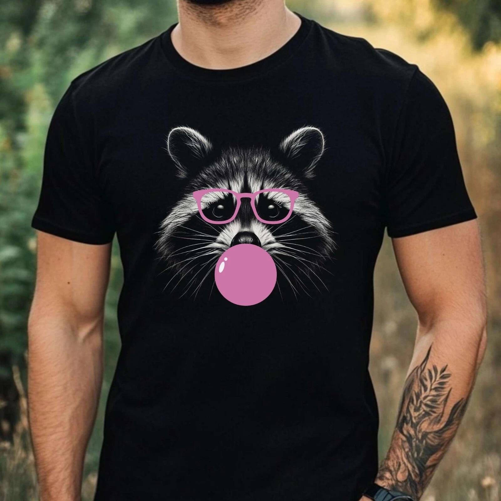 T-Shirt Herren Lustiger Waschbär Motiv Baumwolle Größe XS bis 5XL L