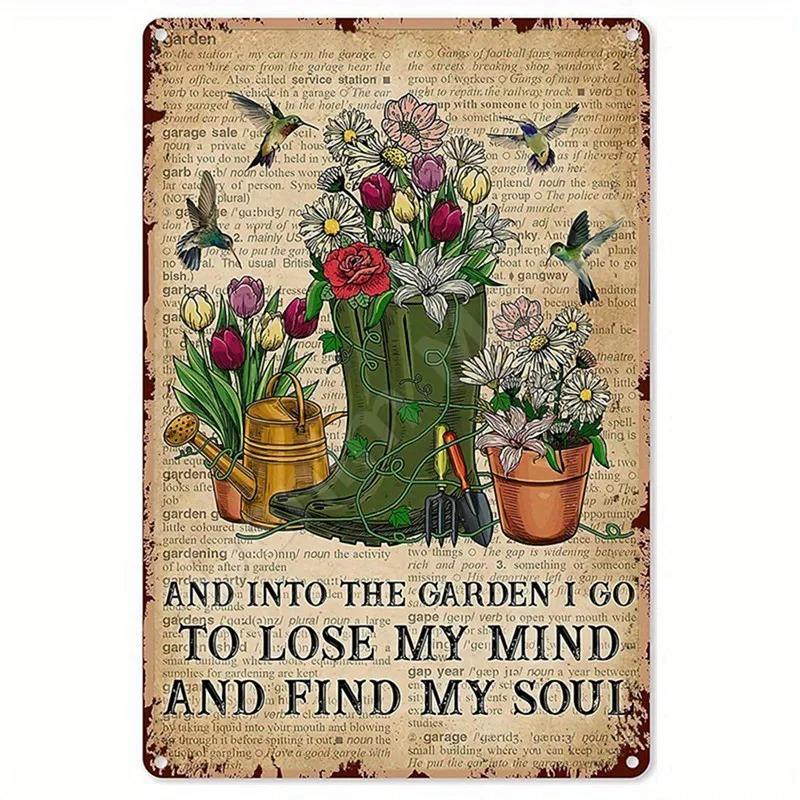 Gardening Vintage Metal Tin Sign  Wall Decor Because Murder Is Wrong Funny Plants Retro Sign for Farmhouse Home Room Decoration