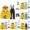 Children's Fashion Skiwear Set Boys' And Girls' Thickened Waterproof Thermal Ski Suit Five-Piece Outfit With Jacket And Trousers