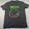 Nirvana Shirt Adult Small Black Smiley Face American Rock Band Music Tour Mens Unisex T-Shirt