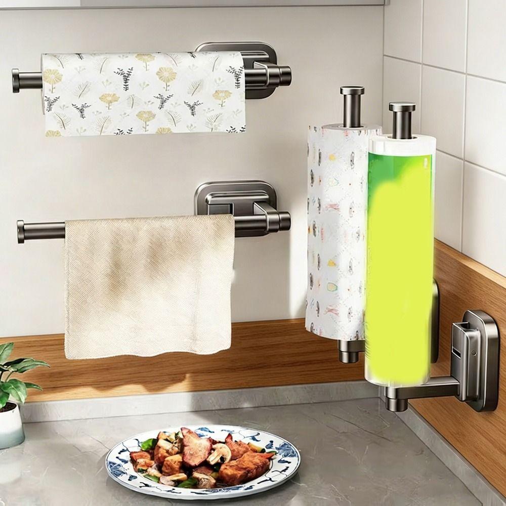 Wall Mounted Cling Film Storage Rack Easy Install Roll Paper Holder  Cabinet