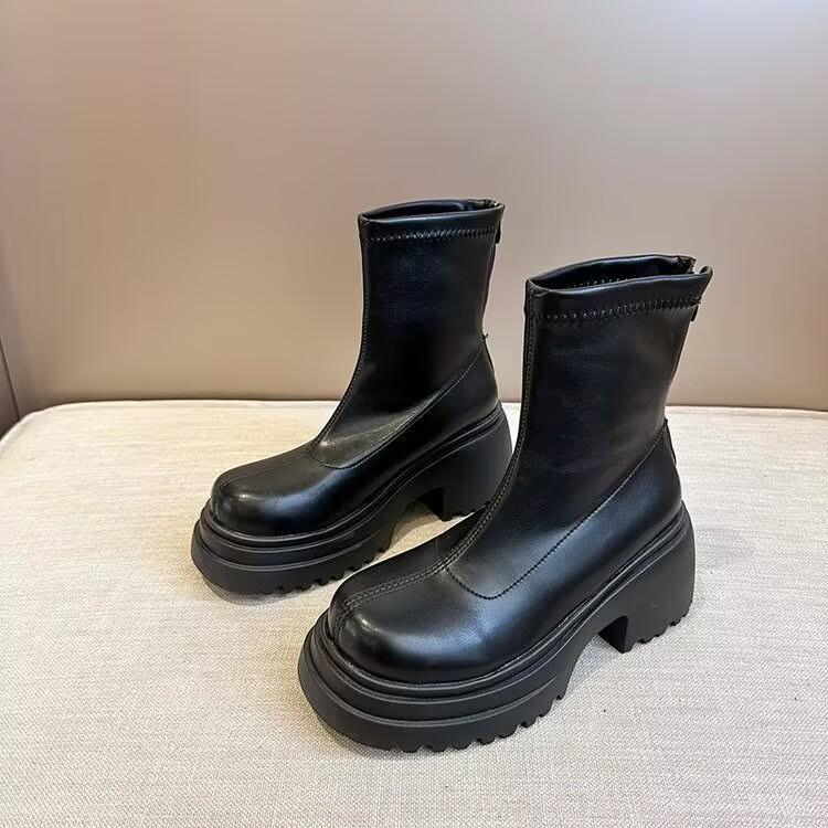 Platform Height Increase Women Ankle Boots Female Elastic Slimming Modern Short Booties Autumn Winter Ladies Shoes