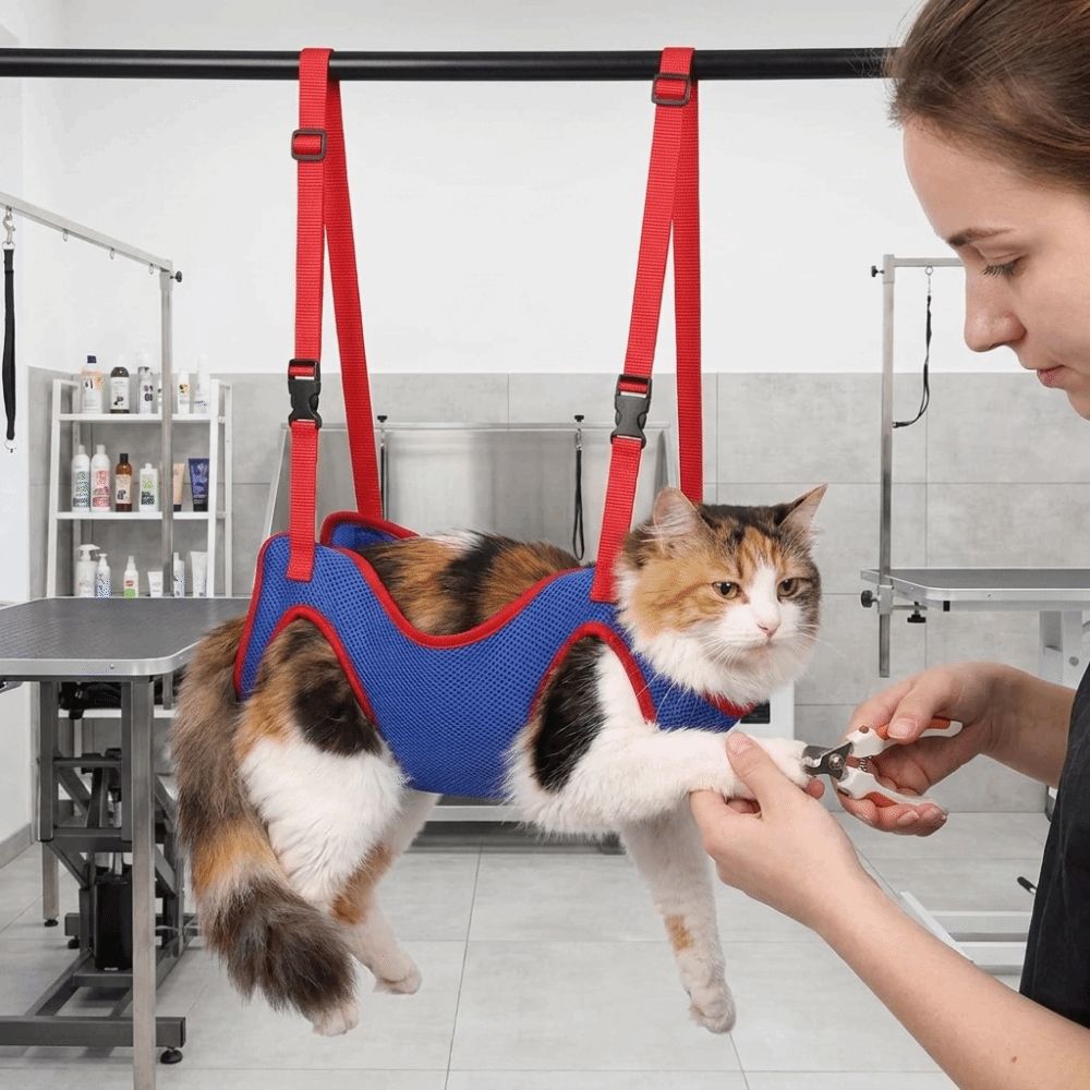 Breathable Mesh Pet Nail Trimming Hammock Elasticity Dog Trimming Restraint Bag  Bathing Assistance