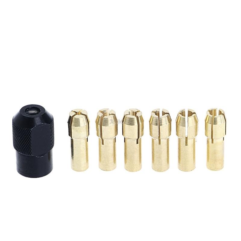 7pcs/lot Dremel Brass Collet 1.0/1.6/2.0/2.4/3.0/3.2 +dremel Check M8*0.75 Fits Dremel Rotary Tools Dremel Accessories A25