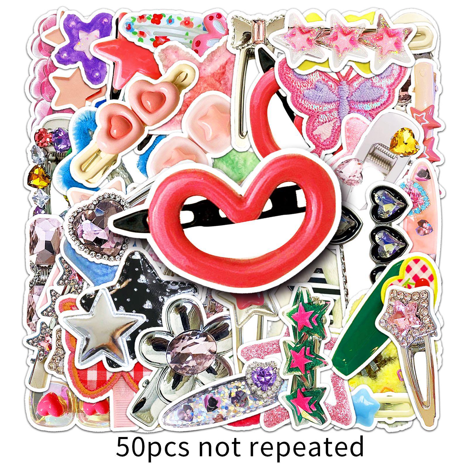 50pcs DIY Y2K Graffiti Hair Clips & Stickers Set - Creative, Waterproof