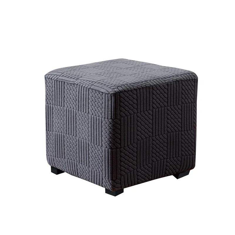 Elastic Square Ottoman Stool Cover Solid Color  Stretch Spandex Footrest Covers Footstool Dustproof Protect Case Home Decor