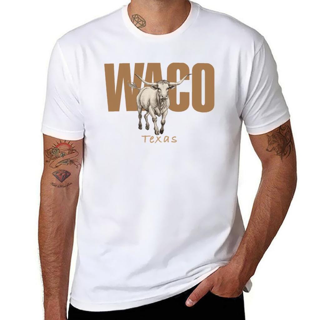 Waco Texas Vintage Western Design Tshirt Novelty Graphic Tee Shirt