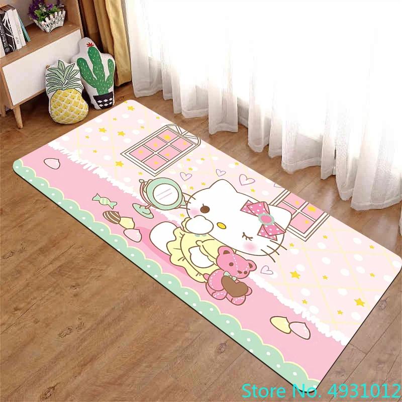 Anime Cartoon Kawaii Hello Kitty Rug Carpet Living Room Bedroom Bedside Decoration Soft Baby Kids Children Anti Slip Floor Mat