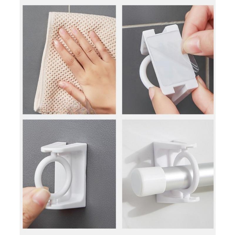 360° Rotatable Retractable Pole Fixator for Non-drilling Strong Adhesive Hooks Towel Rod Shower Curtain Rod Bracket