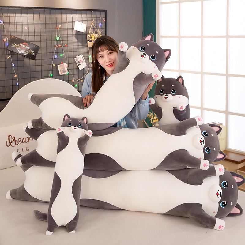 Adorable Husky Plush Sleeping Pillow - Large Long Strip Backrest Toy - Perfect Birthday Gift