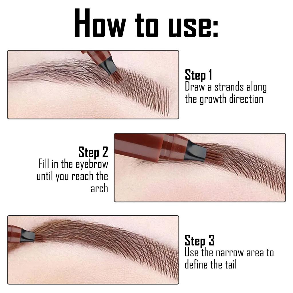 EELHOE 4-Punkt-Augenbrauenstift Wasserdicht Tattoo Schweißfest Langanhaltend 5 Farben Flüssiger Microblading Augenbrauenstift Kosmetisches Make-Up