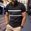 New Men's Casual POLO Shirt Summer Lapel Buttons Striped Casual Versatile T-shirt Tops