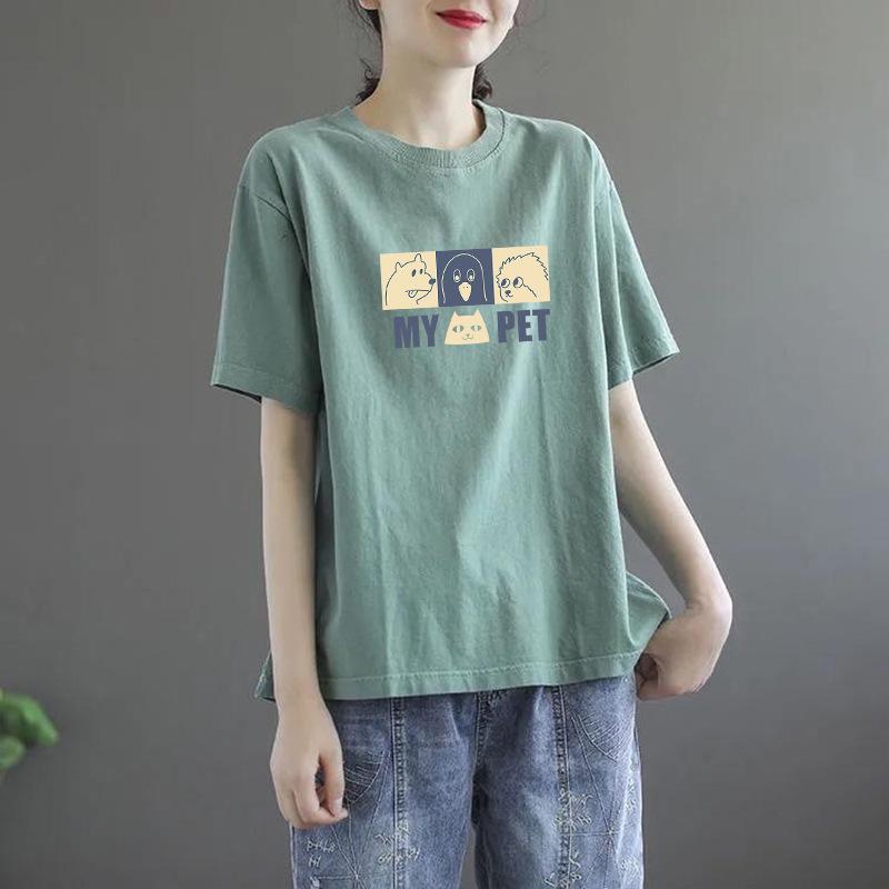 2025 Korean Style Women's Loose Letter Print Slimming T-Shirt