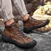 Outdoor High-Top Men'S Martin Boots Leather Velvet Thermal Men'S Shoes Hiking Shoes Platform Shoes