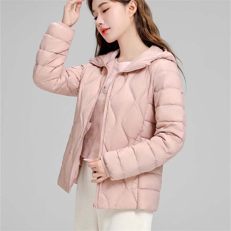 Lightweight Down Jacket Women's Short Hooded Autumn And Winter Slim Fit Versatile Long Sleeved White Duck Down Warm Jacket